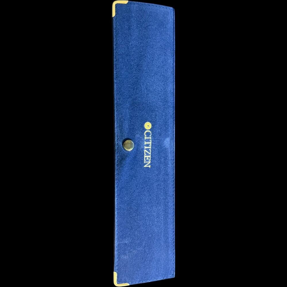 Citizen Blue Velvet Single Watch Case with Gold Tone Snap & Accents